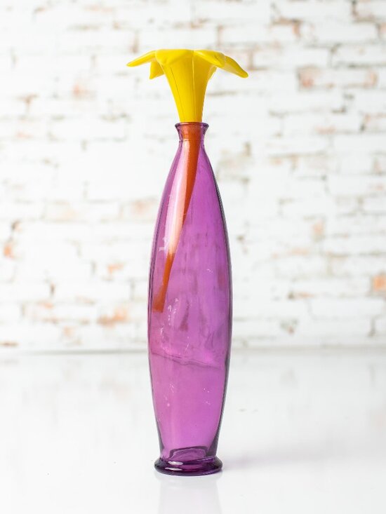 Vidrios San Miguel Other - Vidrios San Miguel Handmade Recycled Glass Vase Spain Purple Flower Vintage